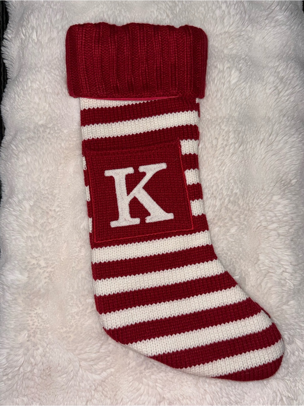 Wondershop Knit Striped Stocking ‘K’